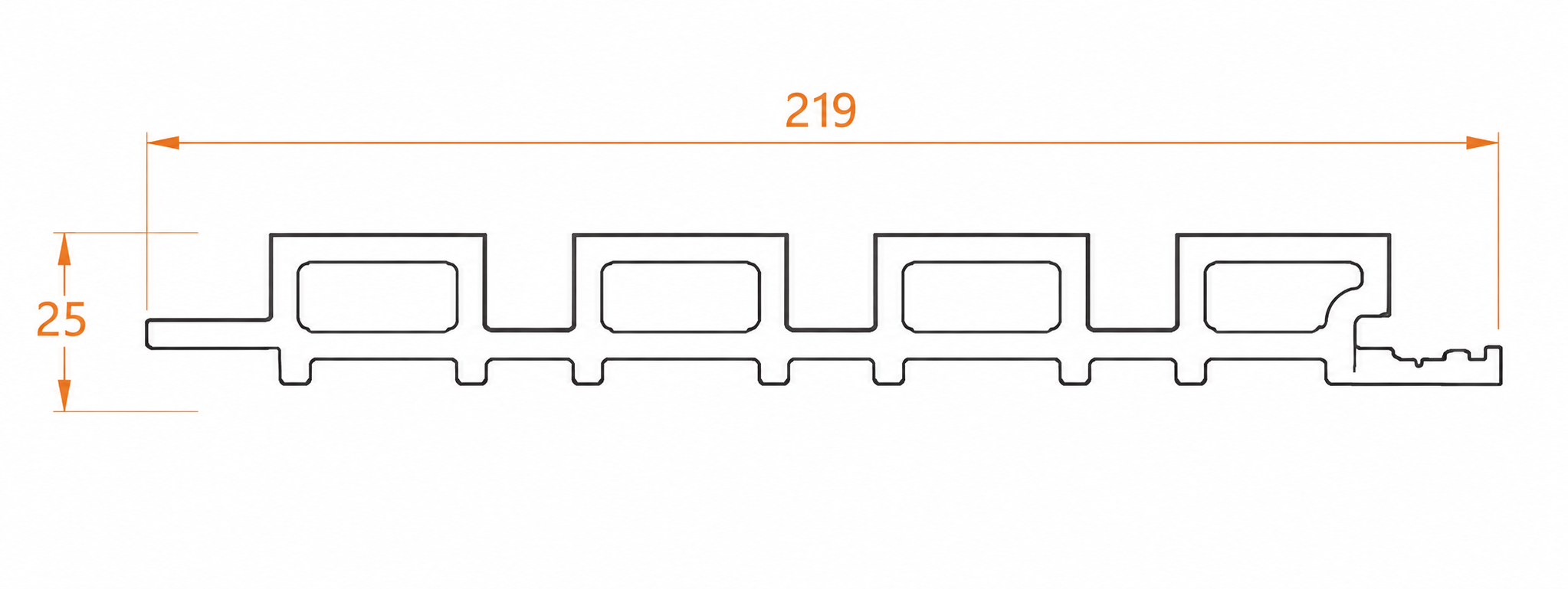 UBC Cladding Shield 219x25 technical drawing