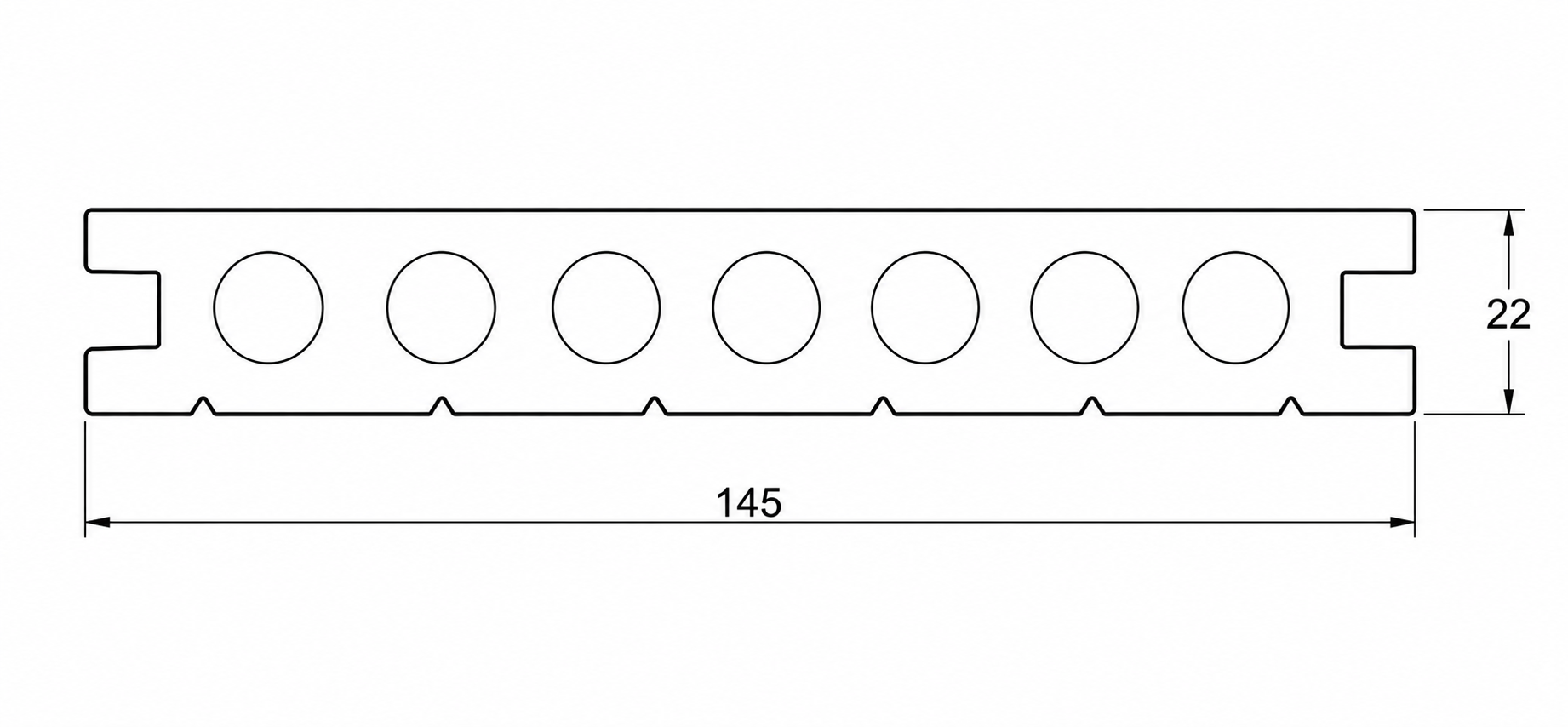 UBC145H22 cross-section drawing