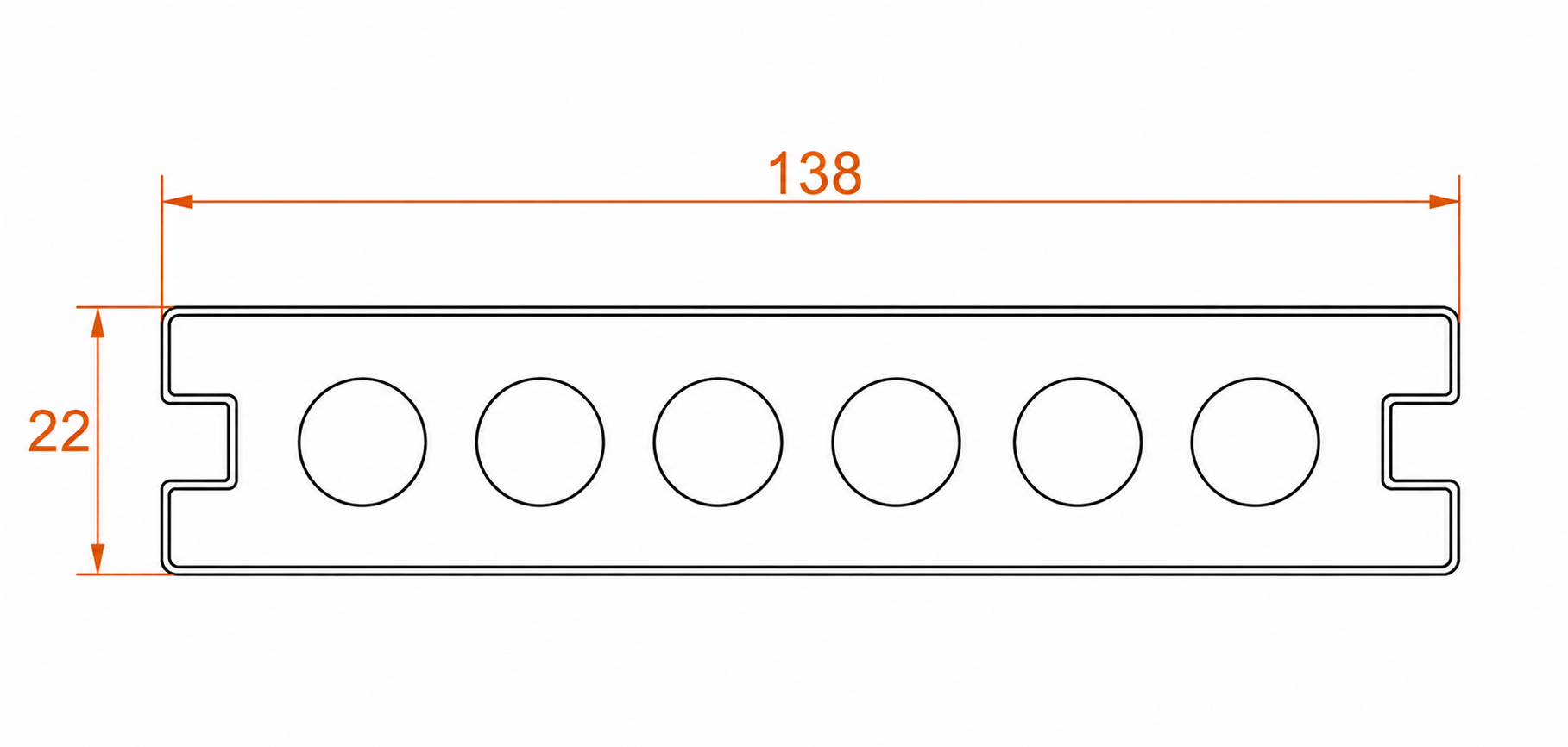 UBC138H22 cross-section drawing